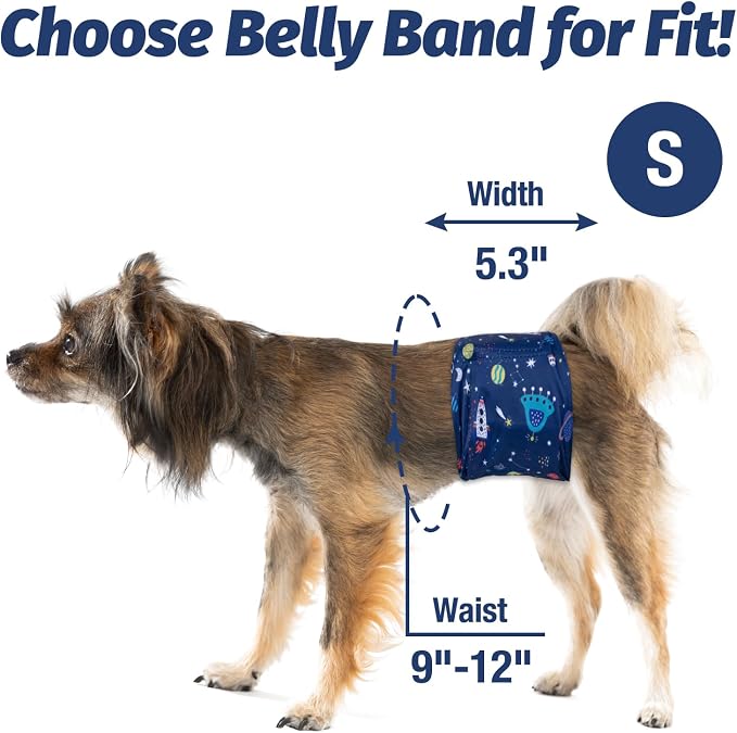 Pet Soft Dog Belly Band - 3 Packs Reusable Dog Diapers Male Doggy Diapers Wraps - Washable Dogs Belly Bands for Male Dogs (Starry Sky, S)