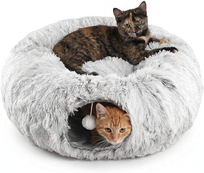 Extra Large Cat Tunnel, Long Cat Tunnel Bed, Foldable Cat Tunnel Toy for Indoor Cats, Spacious Pet Play Tunnel & Cat Bed for Cats Kittens