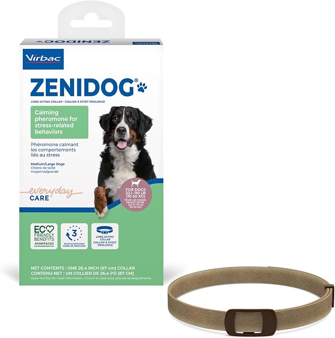 Virbac ZENIDOG® Long-Acting Collar for Dogs | Calming Pheromone Collar for Stress Relief, Medium/Large Dog - Lasts up to 3 Months