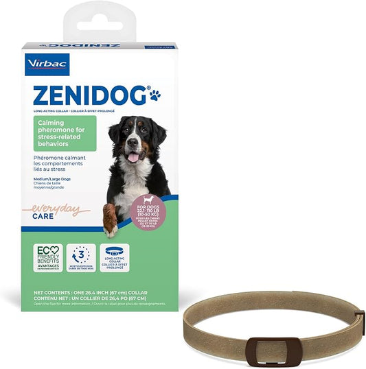 Virbac ZENIDOG® Long-Acting Collar for Dogs | Calming Pheromone Collar for Stress Relief, Medium/Large Dog - Lasts up to 3 Months