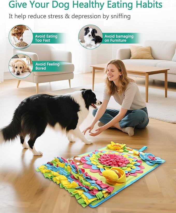 ORIA Snuffle Mat for Dogs, 30.7'' x 18.9'' Interactive Slow Feeder Mat for Mental Stimulation, Boredom & Anxiety Relief, Machine Washable Dog Puzzle Mat for Small Medium Large Dogs Puppies
