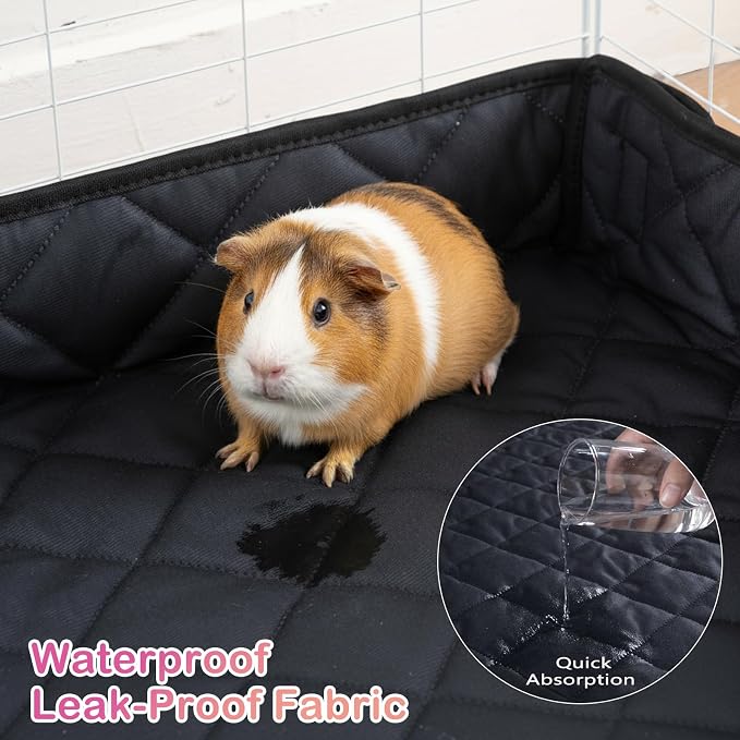 FunFurry Quilted Guinea Pig Cage Liner, Reversible & Absorbent Bottom Base, Cage Liners for Small Animals, Hamster Chinchilla Hedgehog Ferret Rabbit. (Dark Grey-Quilted, 28" X 56")