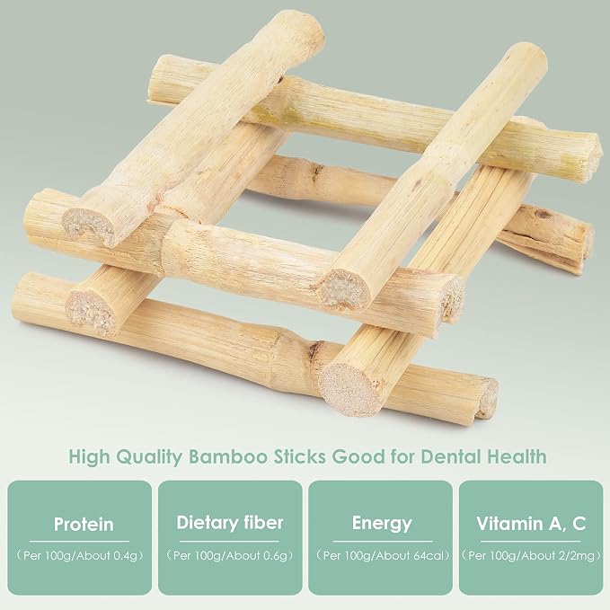 Bissap Rabbit Chew Sticks, Bunny Molar Mixed Timothy Hay Treats Bamboo Sticks for Small Animals Hamsters Chinchillas Guinea Pigs Squirrels Natural Teeth Grinding Chewing Toys