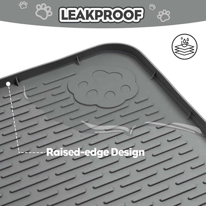 Kalolary Cat Litter Box Mats, Large 34" x 22" Silicone Cat Mat, Easy to Clean Kitty Litter Trapping Mat, Soft on Kitty Paws, Waterproof, Urine-Proof Kittys Litter Mats for Floor, Dark Grey