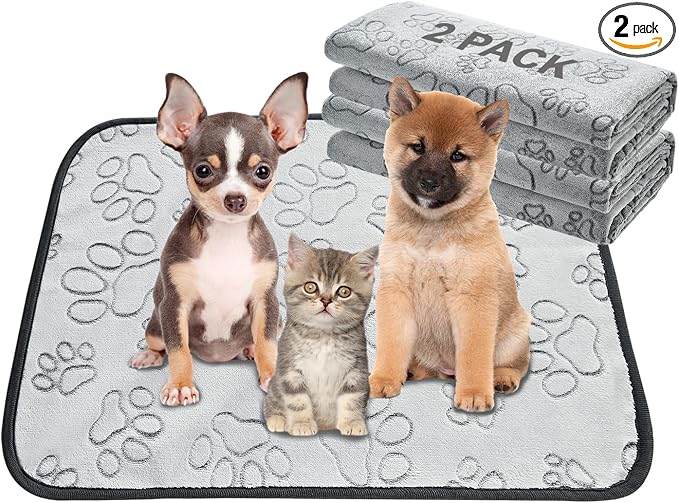 Qeils Reusable Puppy Pads, 2 Pack Washable Pee Pads for Dogs, Waterproof Non Slip Wee Wee pad, Absorbent and Leakproof Training Mats for Potty, Crate, Playpen, Bed, Sofa, 18"x 24"
