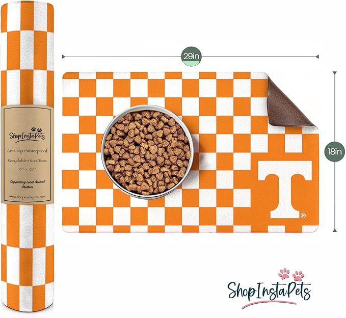 Tennessee Volunteers Officially Licensed Food and Water Mat for Dogs and Cats | 18" x 29" | Non-Slip | Water-Proof