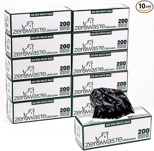 Zero Waste USA 2,000 Premium Dog Waste Station Refill Roll Bags - Guaranteed to fit any commercial roll bag dispenser (10 rolls of 200 bags)