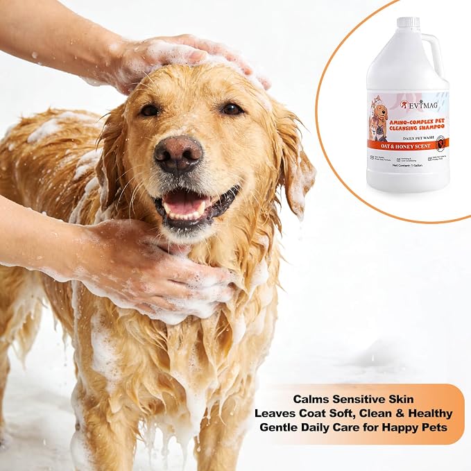 1 Gallon Dog Shampoo, Oatmeal Honey Moisturizing Shampoo for Dogs with Sensitive Dry Itchy Skin, Deodorizing & Deep Cleaning, Concentrated Formula