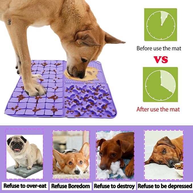 Silicone Snuffle Mat for Dog,Slow Feeder Lick Mat with Suction Cups for Slow Eating,Encourages Natural Foraging Skill,Pet Sniffing Mat for Small/Medium/Large Dog Cat
