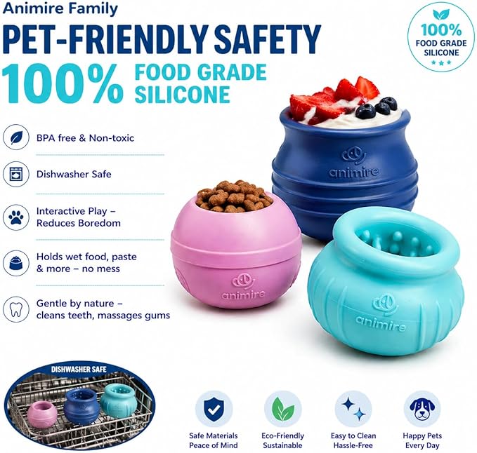 Wobbly Dog Enrichment Lick Toy, Stuffable Frozen Lick Bowl to Keep Dogs Busy, Long-Lasting Interactive Treat Dispensing Dog Toy, Silicone Fetch Catch Chew Toy(Green,M)