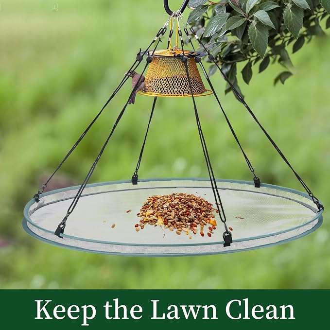 2 Pack Bird Seed Catcher Trays for Hanging Bird Feeder Platform 30" Seed Catcher for Hummingbird Feeders with Adjustable Hanging Hoop for Outdoor Garden