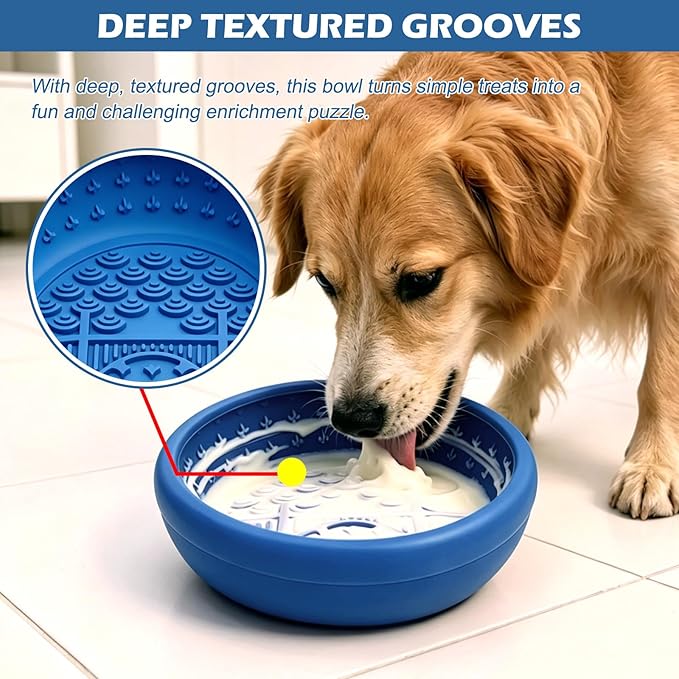 Slow Feeder Dog Bowls for Cats, Silicone Puzzle Pet Anxiety Relief Lick Mat | 2 cups,food-grade BPA free, strong suction,dishwasher safe,small medium large breeds , dry wet frozen food,slow down eating