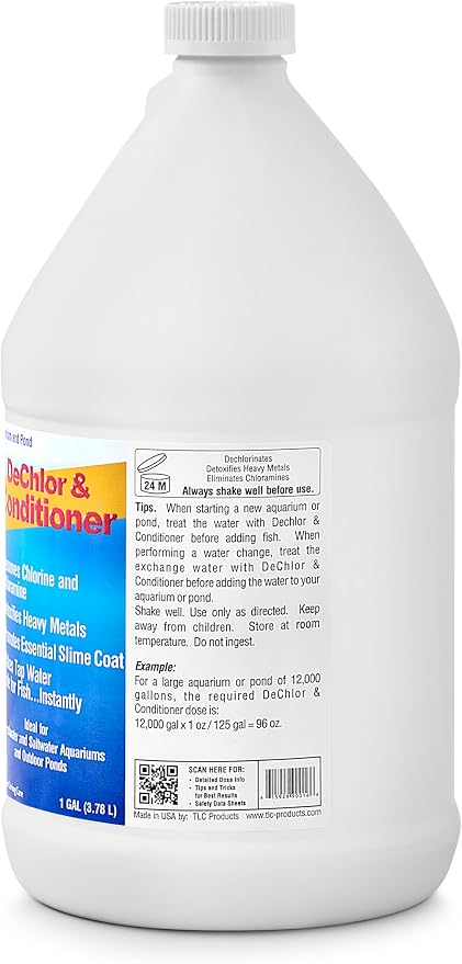 TLC Products, DeChlor & Conditioner, Aquarium Water Treatment, for Freshwater and Saltwater, 1 Gallon