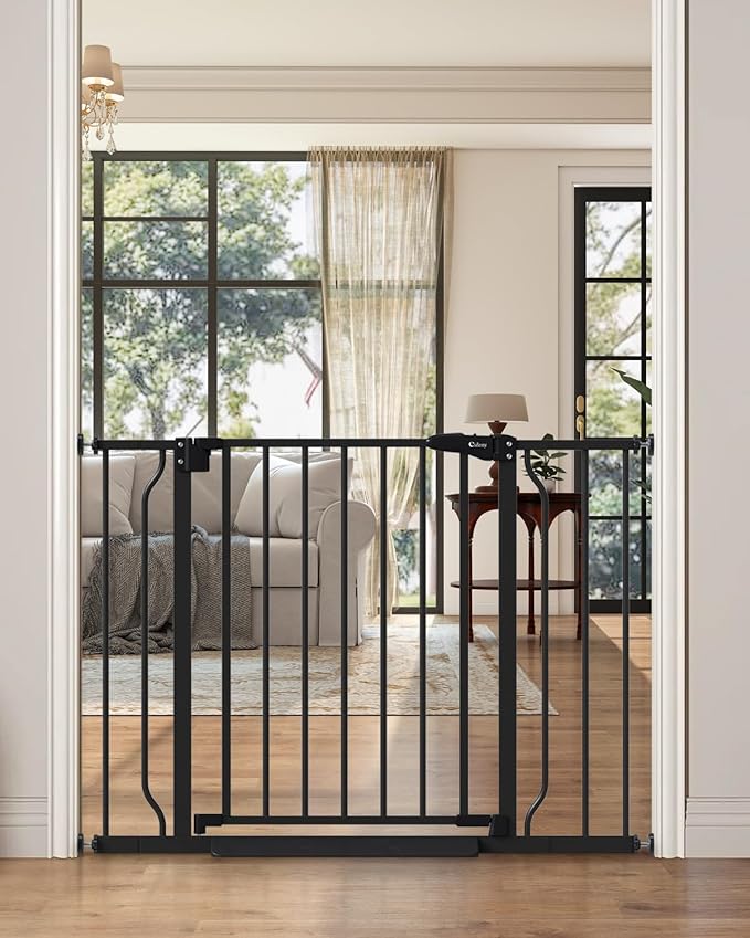Baby Gate for Stairs No Drilling, 29"-40" Auto Close Dog Gate Indoor | Doorways & Stairs, Pressure Mounted Adjustable Pet Gate, Easy Walk Through Child Gate for Children & Pets Stroller Friendly