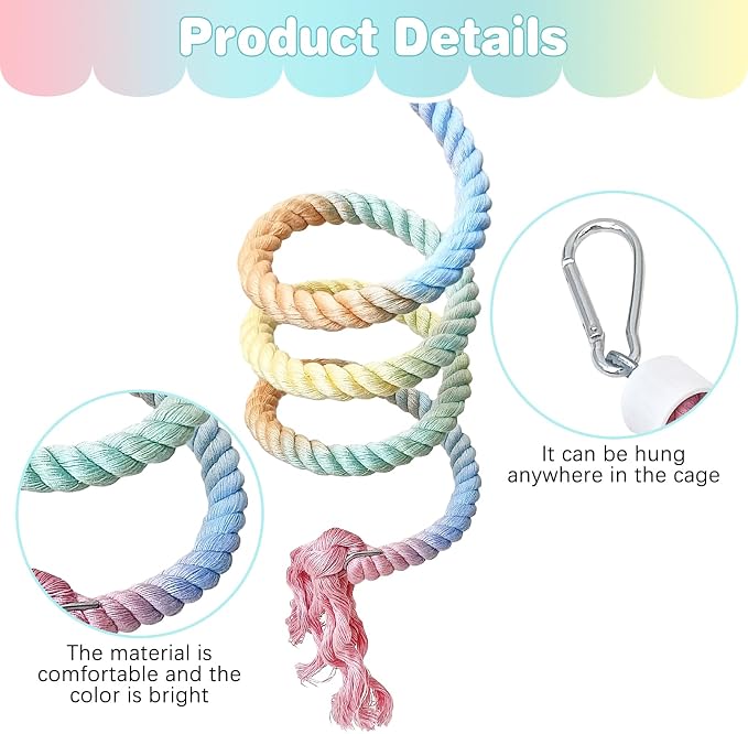 BNOSDM Large Foraging Toys Box and 3Pcs Gradient Bird Rope Perches Toy for Parakeet, Conure, Cockatiel