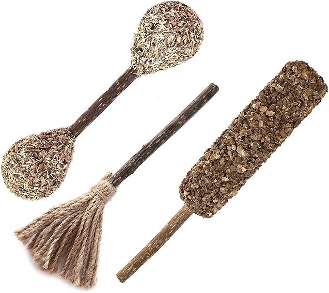 Best Pet Supplies Natural Silvervine Cat Chew Toy | Interactive Silver Vine Chewing Toys with Catnip Like Effect - Trio Lollipop, 2 Packs of 3, One Size