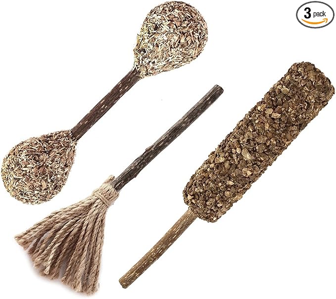 Best Pet Supplies Natural Silvervine Cat Chew Toy | Interactive Silver Vine Chewing Toys with Catnip Like Effect - Trio Lollipop, 2 Packs of 3, One Size
