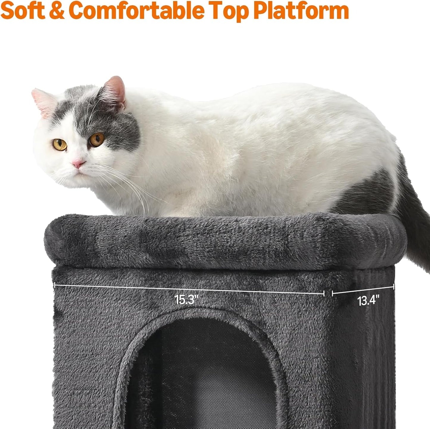 Amazon Basics 30 inch 2 Story Condo Cat Tree with Scratching Posts for Indoor Cats up to 16 lbs, Activity Center with Cozy Perch, Replaceable Hanging Pompom, Dark Gray