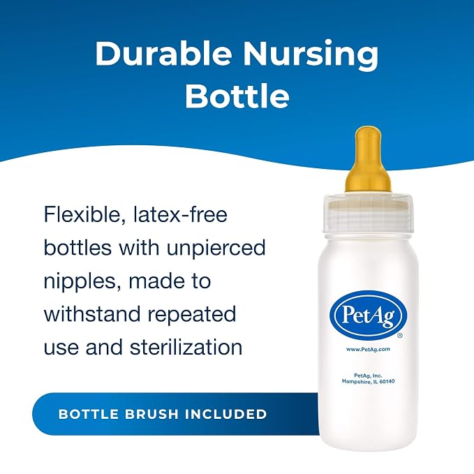 PetAg Nurser Bottle - 4 oz, Pack of 4 - Promotes The Natural Feeding of Liquids - Designed for Larger Animals - Durable & Easy to Clean