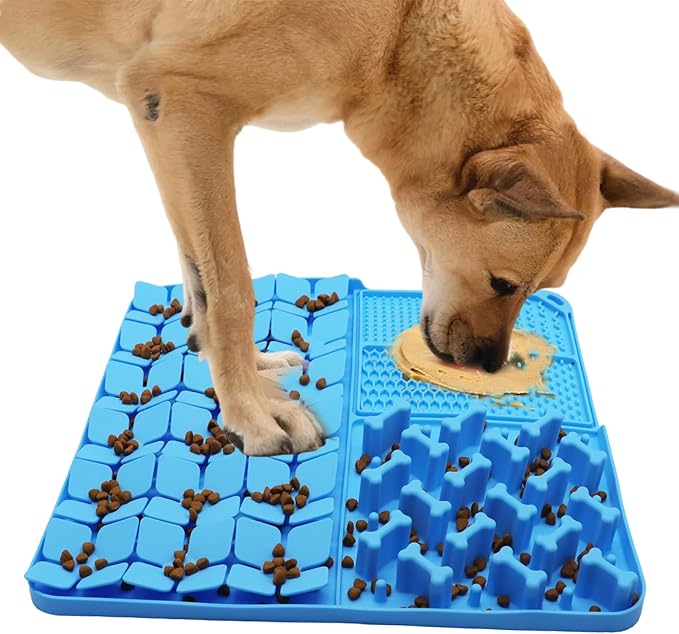 Silicone Snuffle Mat for Dog,Slow Feeder Lick Mat with Suction Cups for Slow Eating,Encourages Natural Foraging Skill,Pet Sniffing Mat for Small/Medium/Large Dog Cat (Blue)