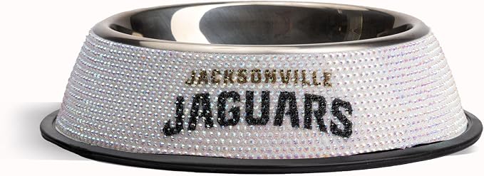 The Memory Company Officially Licensed Stainless Steel Pet Bowl, Premium Bling Team Logo Dog & Cat Food & Water Dish, Non-Slip Rubber Base, for Large/Small Breeds
