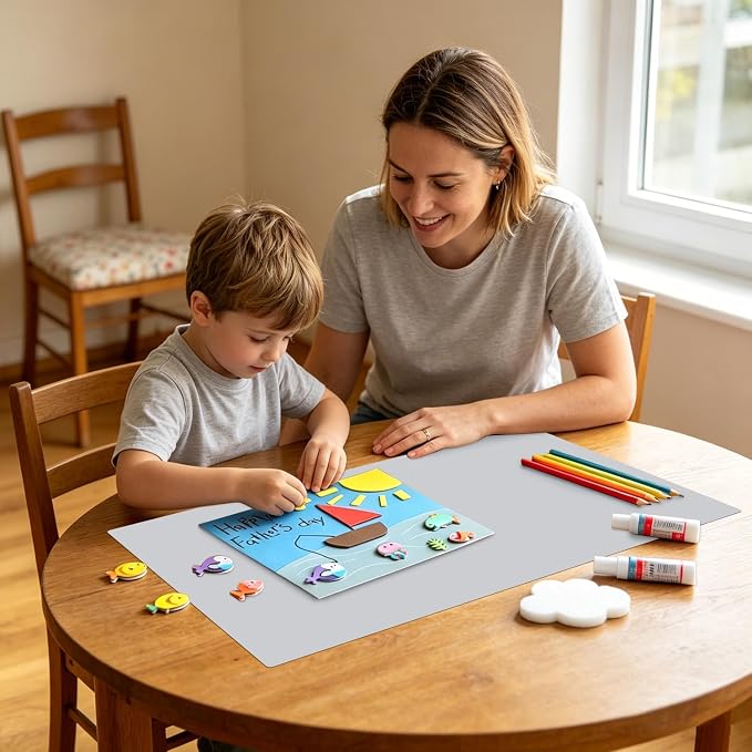 Extra Large Flexible Silicone Table Mats for Kids - Non-Slip, Waterproof, Heat Insulation Countertop Protector - Pastry Mat, 27.6''x15.7'' Gray, 1Pcs