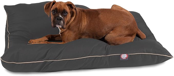 Majestic Pet Rectangle Large Dog Bed Washable – Non Slip Comfy Pet Bed – Dog Crate Bed Super Value Pillow Dog Bed – Dog Kennel Bed for Sleeping - Dog Bed Large Breed 46 x 35 Inch – Solid Gray