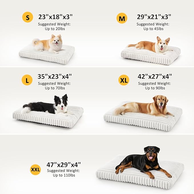 Dog Bed Medium Size Dog, Flat Pet Beds with Removable Washable Cover, Pet Mat Cute Crate Bed Thick Shredded Chopped Crate Foam & Anti Slip Bottom for Indoor