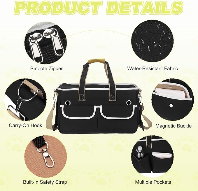 Cat Carrier for Pet, Rollable Cover, Breathable Dog Carrier Cat Carrying Case Pet Travel Bag Up to 16.5 lbs (Black), Intended for Hiking/Camping/Traveling