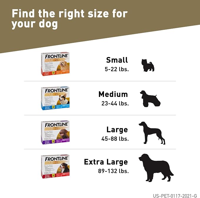 FRONTLINE Gold Flea & Tick Treatment for X-Large Dogs Up to 89 to 132 lbs., Pack of 6