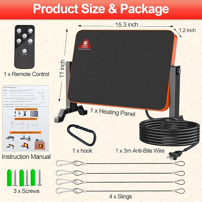 Chick Brooder Heater Plate,200 Watts Chicken Heating Brooder Plate with Adjustable Height & Temperature Display &12H Timer,Safe Chick Brooding Heater for Chicks,Quail,Ducklings
