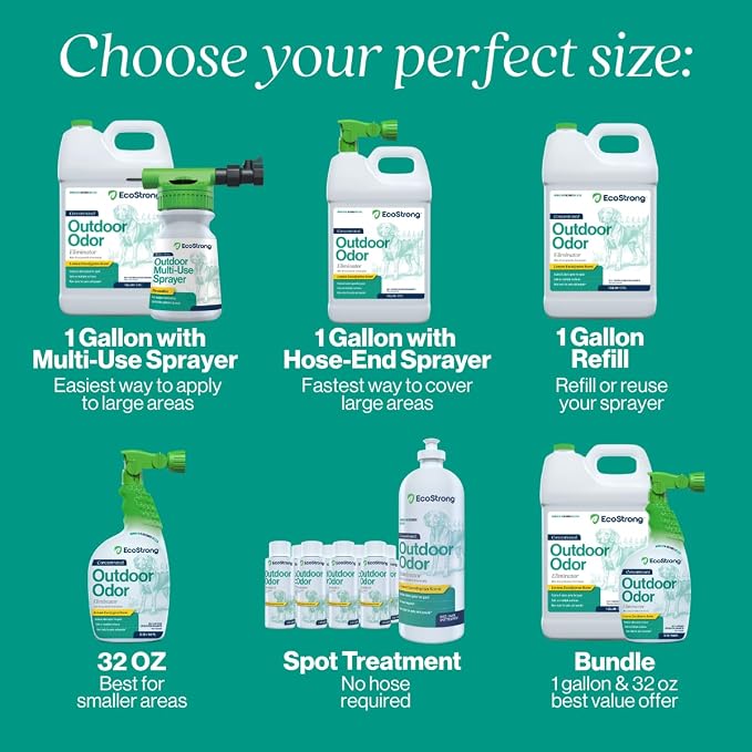 Outdoor Odor Eliminator | Outside Dog Urine Enzyme Cleaner – Powerful Pet, Cat, Animal Scent Deodorizer | Professional Strength for Yard, Turf, Kennels, Patios, Decks (32oz)