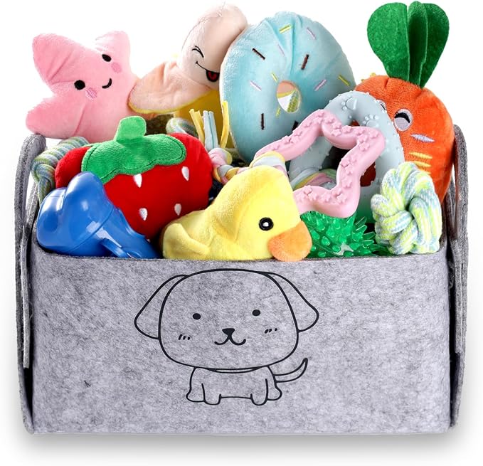 Dog Toy Set, 24 Pack Puppy Teething and Rope Chew Toys with Storage Box, for Small and Medium Dogs