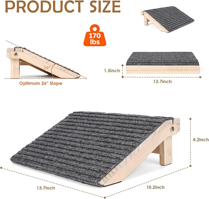 3-in-1 Dog Ramp for Stairs, Foldable Dog Stairs for Senior Dogs | 4.2"H, 3 Pack, Dog Steps & Calf Stretcher & Footrest, Gentle on Hips & Joints for Medium Dogs, Anti-Slip & Portable