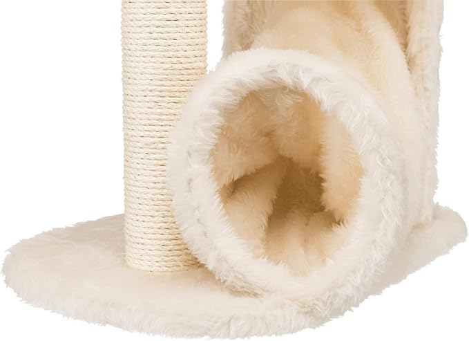 TRIXIE Baza Gandia Scratching Post – Cat Tower with Sisal Scratching Post, Cozy Condo & Padded Platform – Indoor Cat Furniture for Scratching & Climbing – Cream, 15.7" x 23.6" x 26.8"
