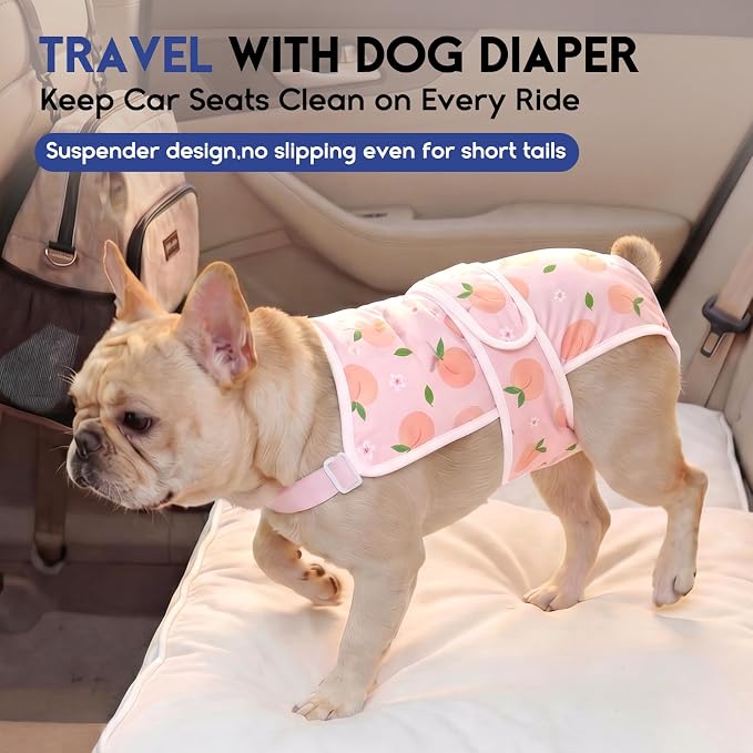ASENKU 2 Pack Female Dog Diapers with Suspenders, Reusable Washable Puppy Panties for Small Dogs, Leak-Proof Pet Underwear for Heat Cycle & Period