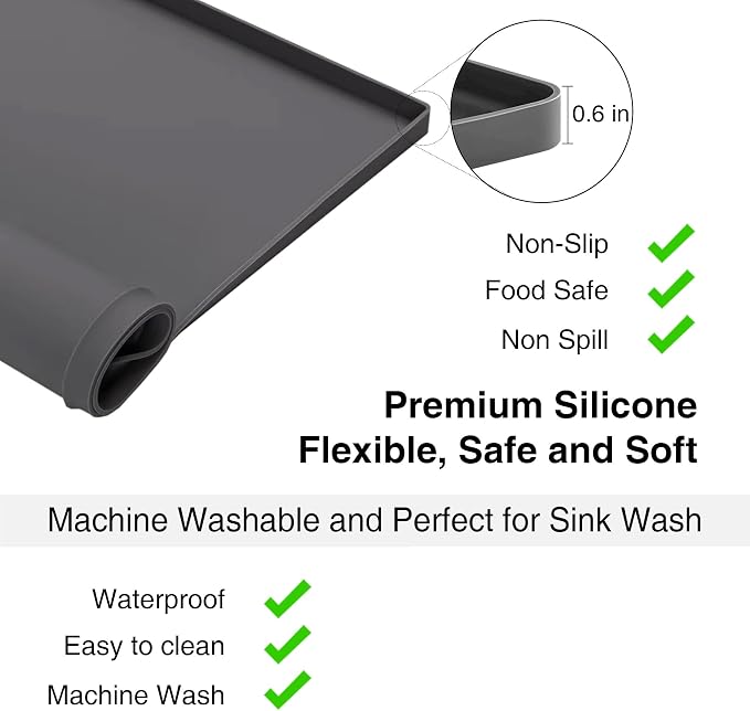 2 PACKS SEIRI Washer and Dryer Topper, 26" x 18" Silicone Top Protector Mat for Slant Top Surface Cover and Top Load Washing Machine Laundry Room Non-Slip Waterproof Dryer Cover Medium (Light Gray)