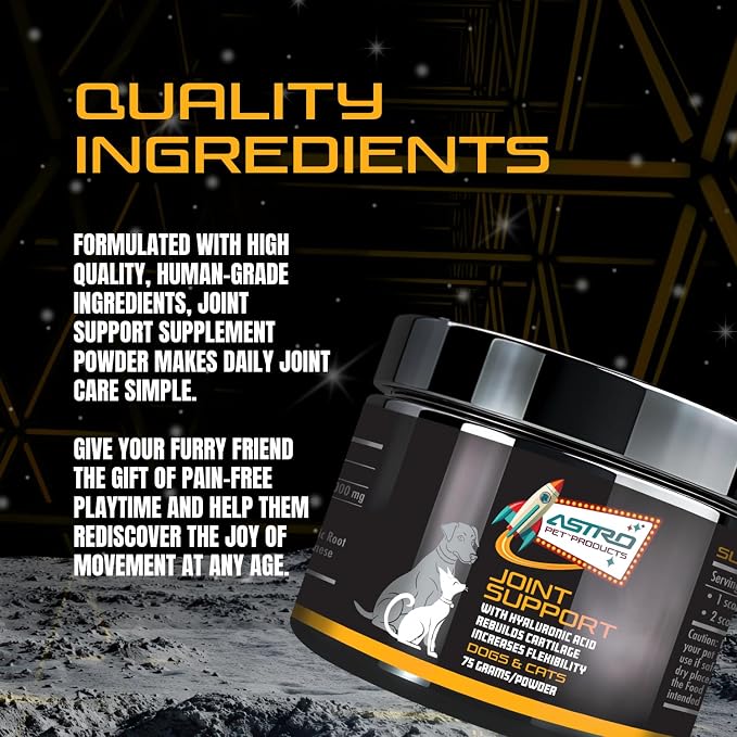 AstroPet - Joint Support - Joint Dietary Supplement for Dogs & Cats - Supports Cartilage Repair, Flexibility & Stiffness - Green Lipped Mussels, Glucosamine & Chondroitin - Made in USA - Powder - 75 g