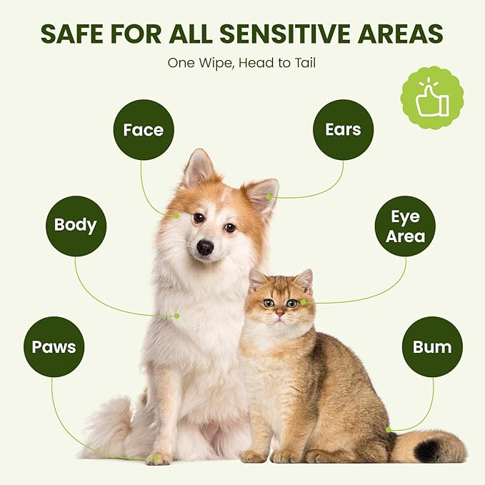 Hypoallergenic Pet Wipes for Dogs, Cats & Small Animals – Quick Clean & Deodorize Paws, Butt, Eyes, Face & Fur | Daily Grooming Wipes | Extra Large & Thick | Coconut Scented, 100 Count