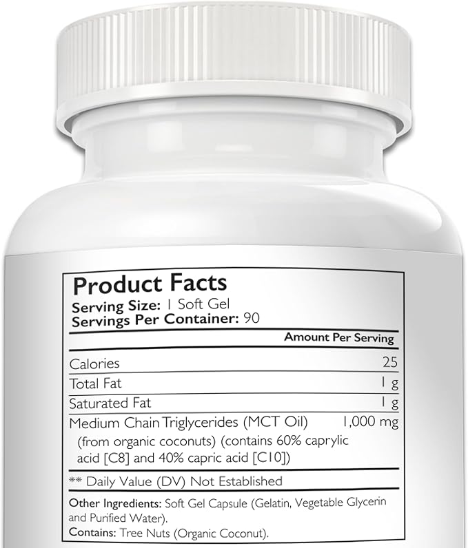 MCT Oil for Dogs from Organic Coconuts - Support Cognitive Function & Energy - Pure C8 & C10 Medium Chain Triglycerides - Boost Immunity & Senior Dog Brain Support, 90 Soft Gels