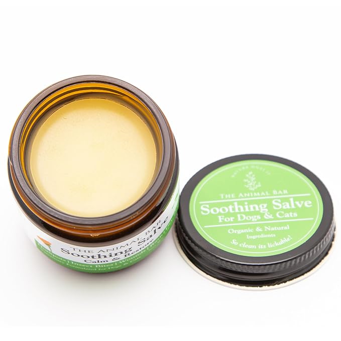 Organic Soothing Salve for Dogs & Cats - Lick-Safe First Aid Wound Care & Skin Healing with Beeswax & Calendula for Cracked Paws, Noses, Hot Spots, Itchy Skin & Minor Wounds - 2oz