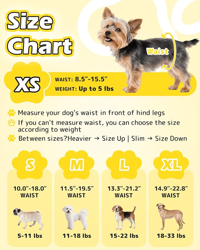 Dono Dog Diapers Female with Stretchy Waist-32Pcs, Disposable Full Wraps Female Puppy Dog in Heat Period Diapers, 360° Leak-Proof Super Absorbent Doggie Puppy Diaper