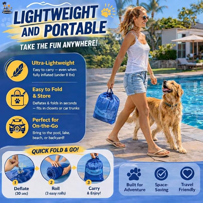 Schwimmer Dog Pool Float – Premium Pool Float for Large Dogs up to 220lbs – Durable & Inflatable Dog Raft for Pool, Lake & Beach – Comfortable & Safe Floating Mat for Summer Fun - Dog Floatie