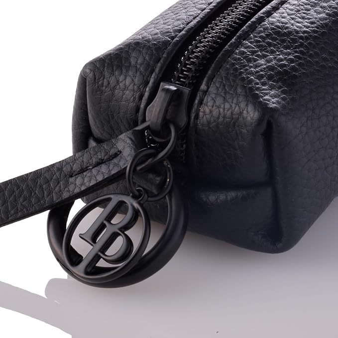 Rein - The Recycled Vegan Leather Pouch Durable Heavy Duty Bag Holder, Leash Attachment Made With Sustainable Materials, Custom Hardware for Small, Medium & Large Dogs, Black Beauty
