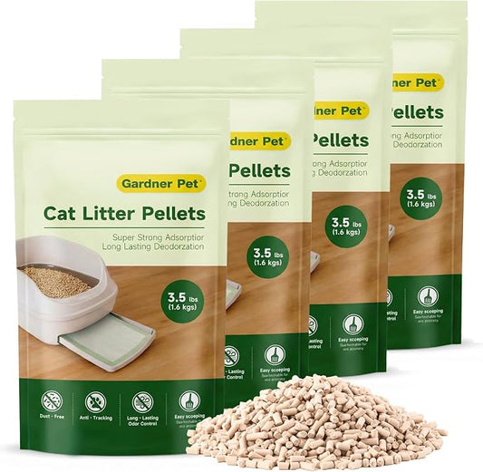 Gardner Pet Non-Clumping Zeolite Cat Litter Pellets (14Lbs Bundle), High-Absorbent Mineral Refill for Double-Layer Sifting Litter Boxes, 99.9% Dust-Free & Superior Odor Control, Unscented (3.5Lbs x 4)