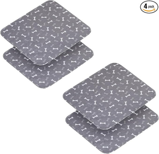 4 Pack 18"x24" Washable Pee Pads for Dogs, Super Absorbent Reusable Training Dog Pads with Bone Print, Non-Slip Potty Pads for Whelping, Playpen, Crate, Bed