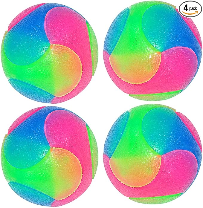 4 pcs Large Light Up Dog Balls Flashing Elastic Ball Glow in The Dark Interactive Pet Toys for for Golden Retriever,Labrador,Large Dogs