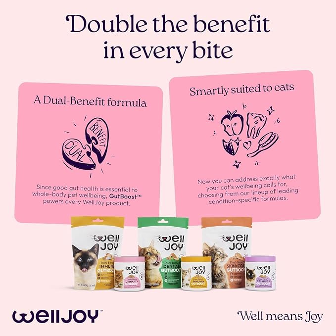 New! WellJoy Cat Supplement Urinary+ GutBoost | Cat Health Supplement | Supports Urinary Tract Health | Dual-Benefit GutBoost Formulation | Vet Formulated | USA Made | Chicken Flavor | 90 Soft Chews