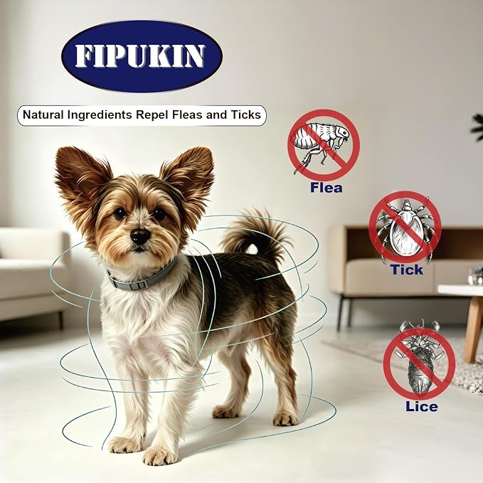 Natural Flea & Tick Collar for Small Dogs | 8‑Month Waterproof Protection, Adjustable Fit | Plant‑Based Formula with Essential Oils