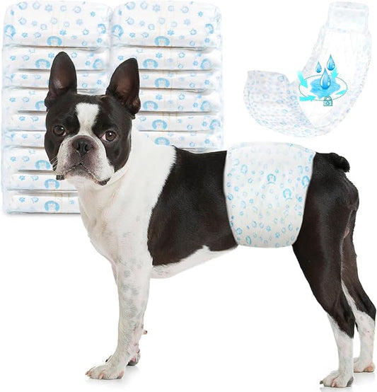 Dog Diapers Male 100Ct, Male Dog Diapers Disposable with Wetness Indicator, Adjustable Puppy Diapers, Super Absorbent & Breathable Male Dog Wraps, 360 ° Leak-Proof for Incontinence & Marking, S